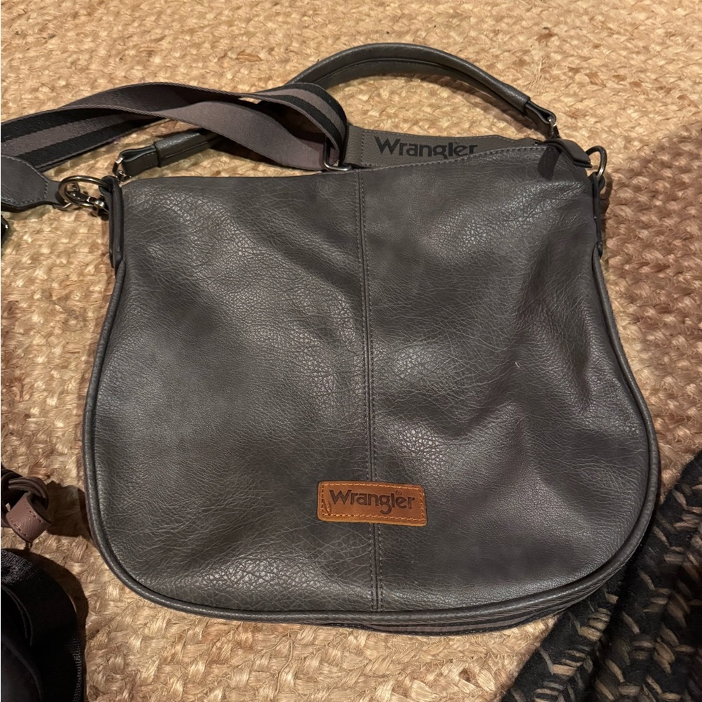 Wrangler Charcoal Leather Shoulder Bag